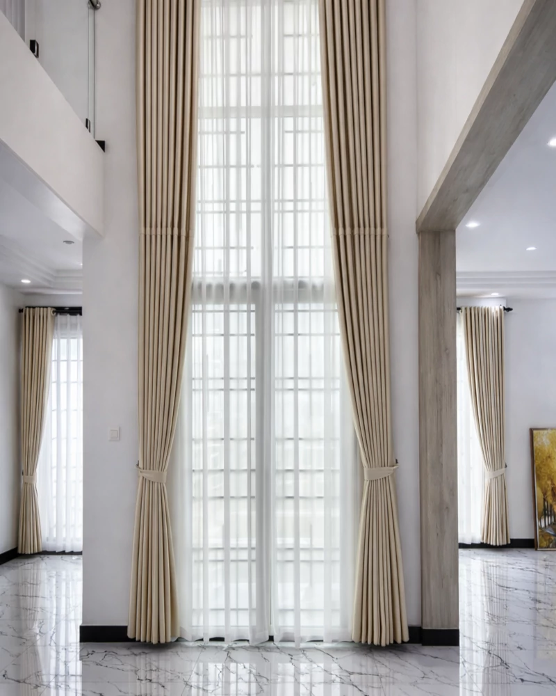 lubbeger long ceiling curtain installed in kampala
